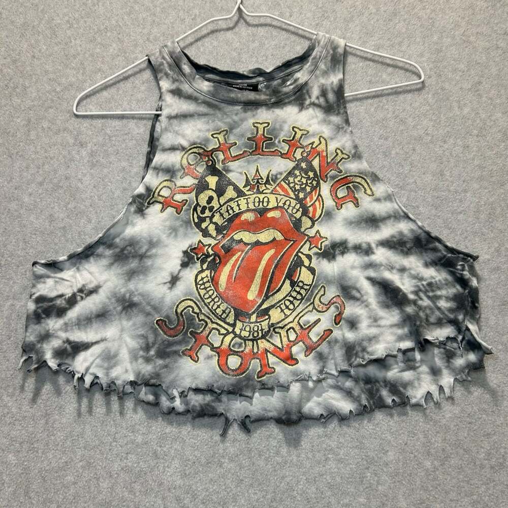 Bravado Rolling Stones Tattoo You World Tour Tie Dye Fringe Tank Top, Size M